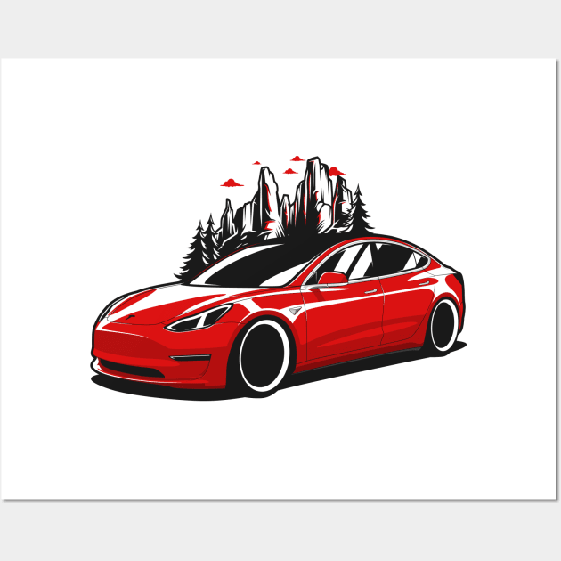 Red Model 3 Wall Art by KaroCars